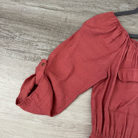 Lulus burnt orange off the shoulder utility dress large - Picture 9 of 9